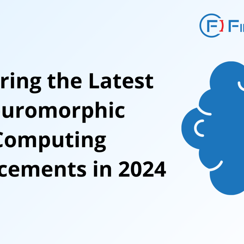 The image is a promotional graphic from FirstIgnite. It features the title "Exploring the Neuromorphic Computing Advancements in 2024" in bold black text. The FirstIgnite logo is positioned at the top right corner.
